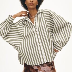 Anthropologie The Bailey Boyfriend Batwing Buttondown Shirt Striped Pilcro NWT